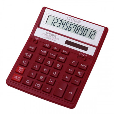 Калькулятор SDC-888 ХRD 12 розрядів, червоний Citizen (SDC-888 XRD)