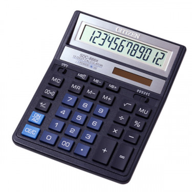 Калькулятор SDC-888 ХBL 12 розрядів, синій Citizen (SDC-888 XBL)