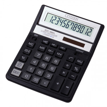 Калькулятор SDC-888 ХBK 12 розрядів, чорний Citizen (SDC-888 XBK)