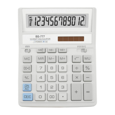 Калькулятор BS-777WH 12 розрядів, білий Brilliant (BS-777WH)
