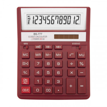 Калькулятор BS-777RD 12 розрядів, червоний Brilliant (BS-777RD)