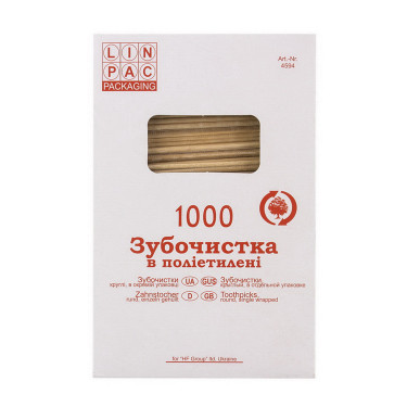 Зубочистки Linpac 65 мм в целофанi 1000 шт (4594)