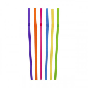 Трубочки для напоїв гофровані, 21 см, поліпропілен, 200 шт, кольорові Інпак (13157)