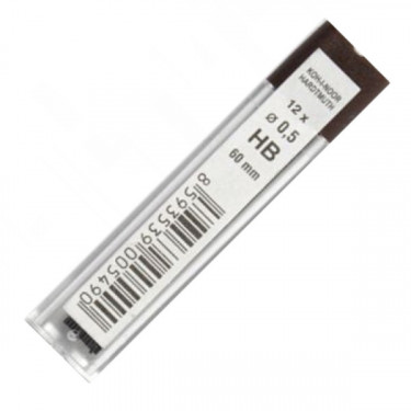 Стрижні для механічних олівців 0.5 мм, HB, 12 шт Koh-i-Noor (4152/HB / 8593539005490)