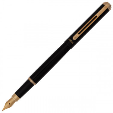 Ручка перова, чорний корпус в оксамитовому чохлі, чорна Regal (R22101.F)