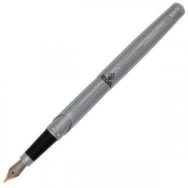 Ручка перова, чорна, хромований корпус в оксамитовому чохлі Regal (R25026.F)