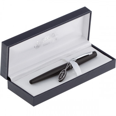 Ручка перова, чорний корпус в подарунковому футлярі, чорна Regal (R80100.L.F)