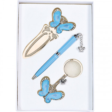 Набір подарунковий ручка кулькова та брелок та закладинка, синій Fly Langres (LS.132001-02)