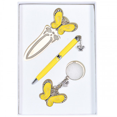 Набір подарунковий ручка кулькова, брелок и закладинка жовтий Fly Langres (LS.132001-08)