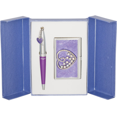 Набір подарунковий ручка кулькова та візитниця, фіолетовий Crystal Heart Langres (LS.122008-07)