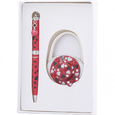 Набір подарунковий ручка кулькова та гачок для сумки, червоний Elegance Langres (LS.122029-05)