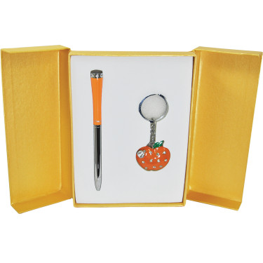 Набір подарунковий ручка кулькова та брелок помаранчевий Apple Langres (LS.122024-11)