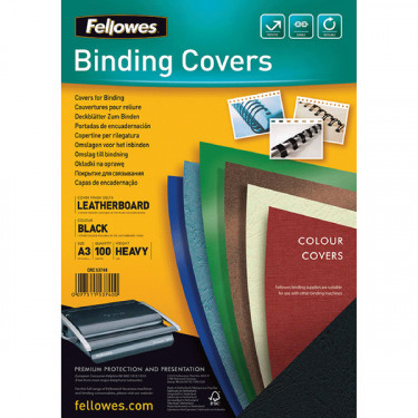 Обкладинки для брошурування А4, 250 мкм, картонні, 100 шт, чорні Delta Fellowes (f.53744)