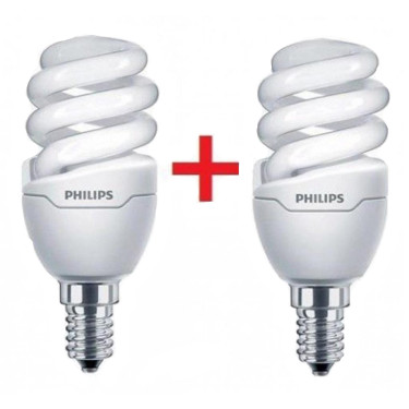 Комплект енергоощадних ламп Philips E14 8W 220-240V WW Tornado T2 mini (1+1) (8717943885299)