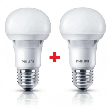 Комплект світодіодних ламп LEDBulb E27, 5-40W, 230V, 3000K, A60 Essential (1+1) Philips (8717943885329)