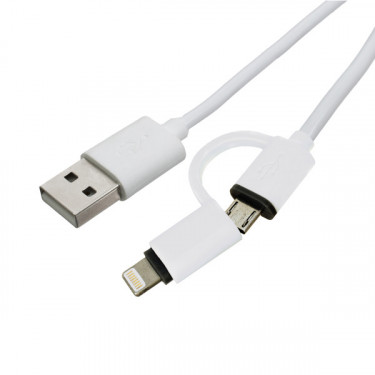 Кабель 2 в 1 USB 2.0 - Lightning + Micro USB 2.0 1 м Patron (PN-LIGHT-MIC-1M)