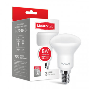 Лампа світодіодна E14, 5W, 4100K, R50 Maxus (1-LED-554)