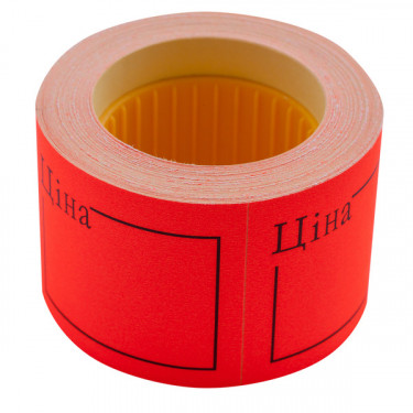 Етикетки-цінники прямокутні 50х40 мм, 150 шт/рул, червоні Ціна Buromax (BM.282109-05)
