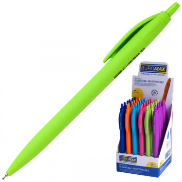 Ручка масляна, автоматична, 0.7 мм, асорті, синя Holly Touch Buromax (BM.8271/BM.3271)