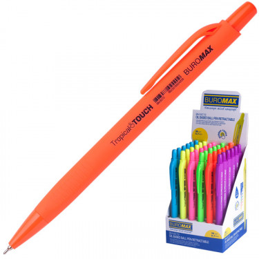 Ручка масляна автоматична 0.7 мм, синя, асорті Tropical Touch Buromax (BM.8272)