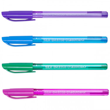 Ручка масляна 0.5 мм, синя, асорті Silk Buromax (BM.8358-01)