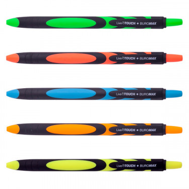 Ручка масляна автоматична 0.7 мм, синя Асорті Live Touch Buromax (BM.8270)