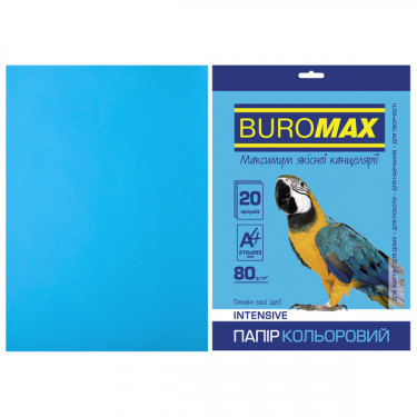 Папір кольоровий А4, 80 г/м2, 20 листів, світло-синій Intensive Buromax (4823078961891)
