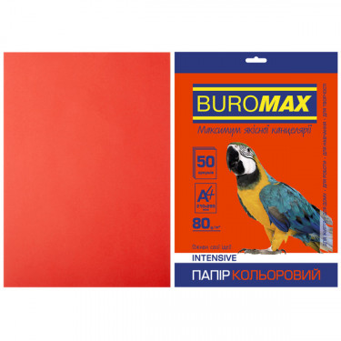 Папір кольоровий А4, 80 г/м2, 50 листів, червоний Intensive Buromax (4823078962096)