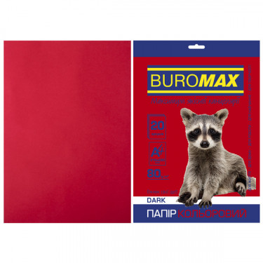 Папір кольоровий А4, 80 г/м2, 20 листів, бордовий Dark Buromax (4823078961976)