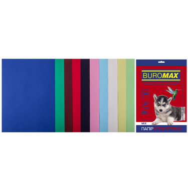 Набір кольорового паперу А4, 80 г/м2, 50 листів, 10 кольорів Dark+Pastel Buromax (4823078962393)