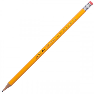 Олівець графітовий, НВ, з ластиком, жовтий Jobmax Buromax (BM.8515)
