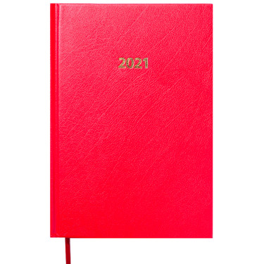 Щоденник датований 2021 A5, бумвініл, червоний Strong Buromax (BM.2129-05)