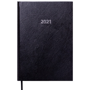 Щоденник датований 2021 A5, бумвініл, чорний Strong Buromax (BM.2129-01)