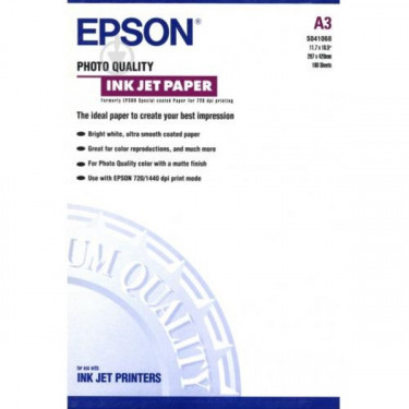 Фотопапір Photo Quality Ink Jet Paper A3, 100 арк Epson (C13S041068)