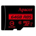 Карта пам'яті Micro SDXC 64 Гб, Клас 10 Apacer (AP64GMCSX10U5-R) Фото 5