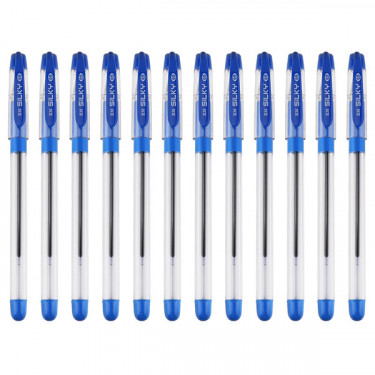 Ручка масляна 0.5 мм, з грипом синя Silky Baoke (B36-blue)