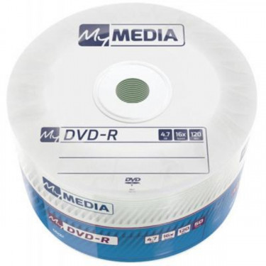 Диск DVD-R, 4.7GB, 16х, 50 шт, MATT SILVER Wrap, без шпинделя MyMedia (69200)