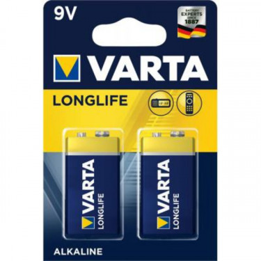 Батарейка Longlife, 9V, 6LR61, BLI * 2 Varta (04122101412)