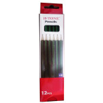 Олівець графітовий НВ, з гумкою, чорний із зеленим, уп. 12 шт. H-Tone (JJ30128)