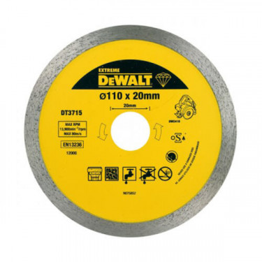 Диск алмазный DT3715 110х1.6х20 мм для плиткореза DWC410 DeWalt (DT3715)