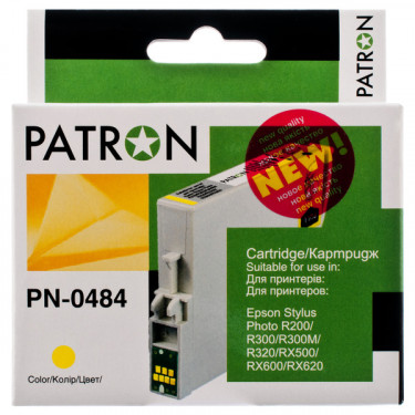 Картридж сумісний Epson T0484 (C13T04844010) 460 арк, жовтий Patron (PN-0484)