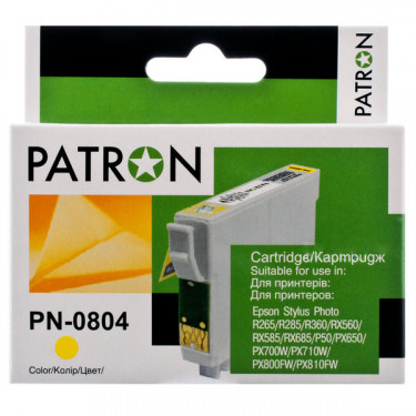 Картридж сумісний Epson T0804 (C13T08044010/C13T08044011) 620 арк, жовтий Patron (PN-0804)