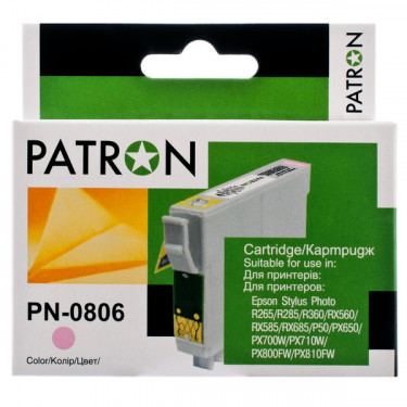 Картридж сумісний Epson T0806 (C13T08064010/C13T08064011) 620 арк, світло-пурпуровий Patron (PN-0806)