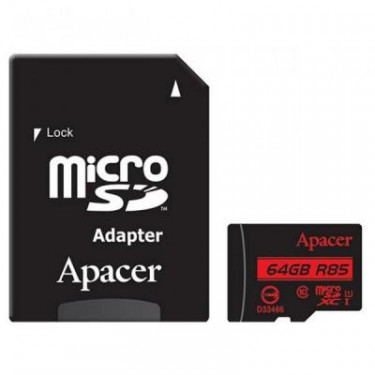 Карта пам'яті Micro SDXC 64 Гб, Клас 10 Apacer (AP64GMCSX10U5-R)