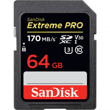 Карта пам'яті 64GB SDXC C10 UHS-I U3 R170/W90MB/s Extreme Pro SanDisk (SDSDXXY-064G-GN4IN)