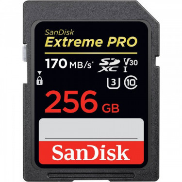 Карта пам'яті 256GB SDXC C10 UHS-I U3 R170/W90MB/s Extreme Pro SanDisk (SDSDXXY-256G-GN4IN)