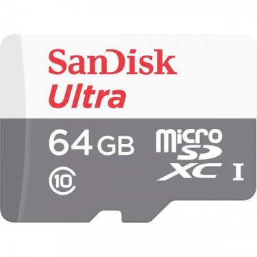 Карта пам'яті 64GB microSDHC C10 UHS-I R100MB/s Ultra SanDisk (SDSQUNR-064G-GN3MN)