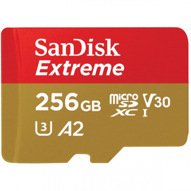 Карта пам'яті 256GB microSDXC C10 UHS-I U3 R160/W90MB/s Extreme V30 SanDisk (SDSQXA1-256G-GN6MN)