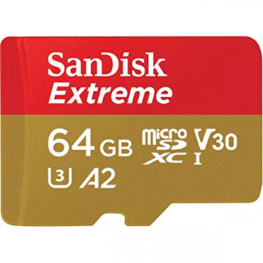 Карта пам'яті 64GB microSDXC C10 UHS-I U3 R160/W60MB/s Extreme V30 + SD SanDisk (SDSQXA2-064G-GN6AA)
