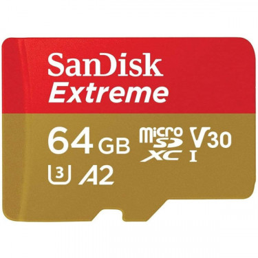 Карта пам'яті 64GB microSDXC C10 UHS-I U3 R160/W60MB/s Extreme V30 SanDisk (SDSQXA2-064G-GN6MN)